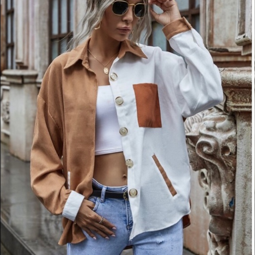 Color block oversized shirt